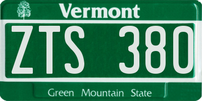 VT license plate ZTS380
