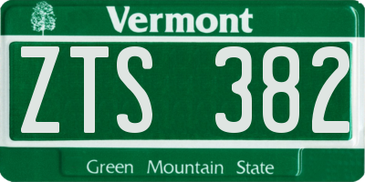VT license plate ZTS382