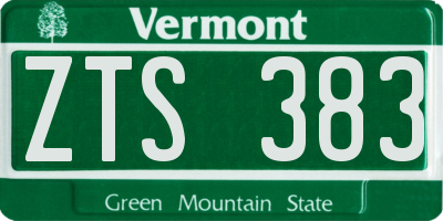 VT license plate ZTS383