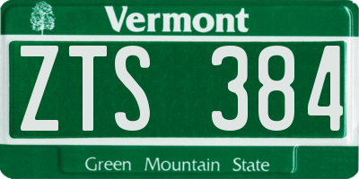 VT license plate ZTS384