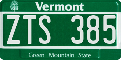 VT license plate ZTS385