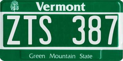 VT license plate ZTS387