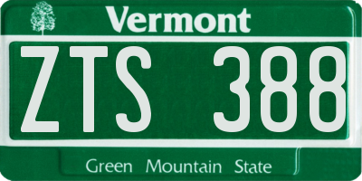 VT license plate ZTS388