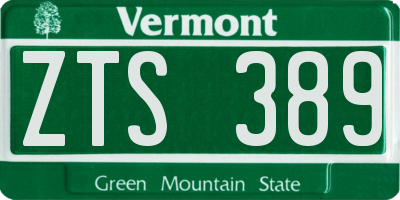 VT license plate ZTS389