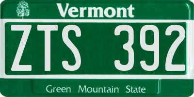 VT license plate ZTS392