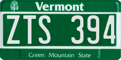 VT license plate ZTS394