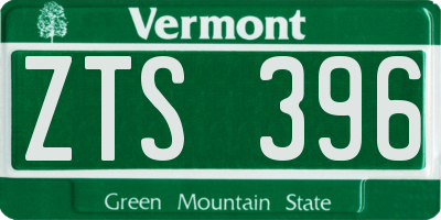 VT license plate ZTS396