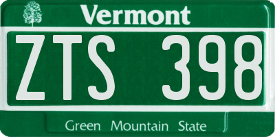 VT license plate ZTS398