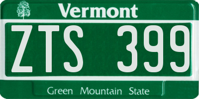 VT license plate ZTS399