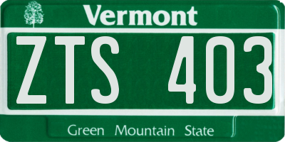 VT license plate ZTS403