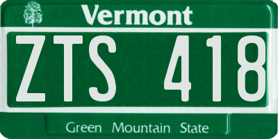 VT license plate ZTS418