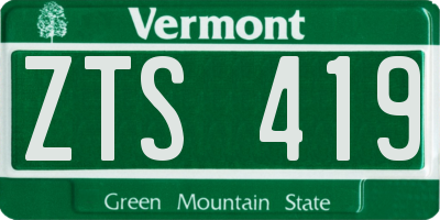VT license plate ZTS419