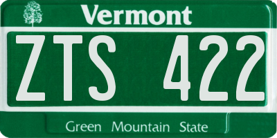 VT license plate ZTS422
