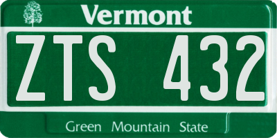 VT license plate ZTS432
