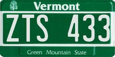 VT license plate ZTS433