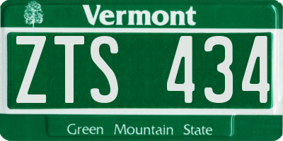 VT license plate ZTS434