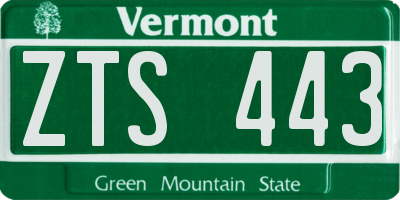 VT license plate ZTS443