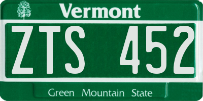 VT license plate ZTS452