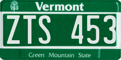 VT license plate ZTS453