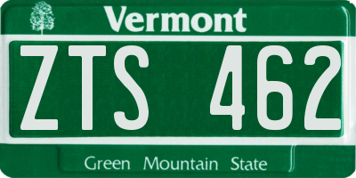 VT license plate ZTS462