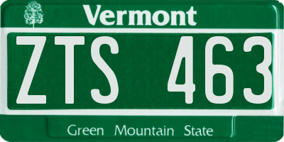VT license plate ZTS463
