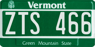 VT license plate ZTS466