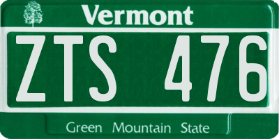 VT license plate ZTS476