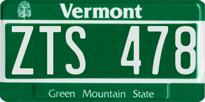 VT license plate ZTS478