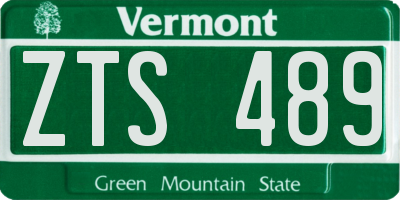 VT license plate ZTS489
