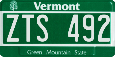 VT license plate ZTS492