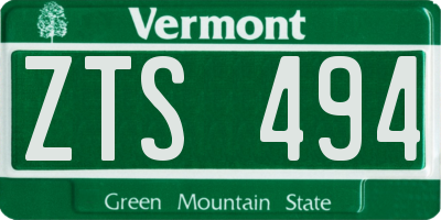 VT license plate ZTS494