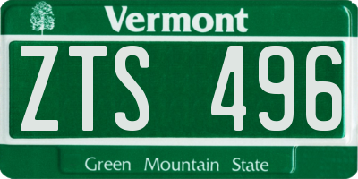 VT license plate ZTS496