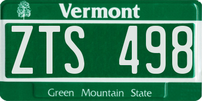 VT license plate ZTS498