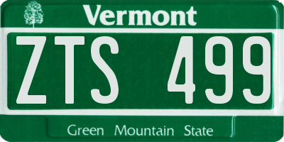 VT license plate ZTS499