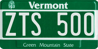 VT license plate ZTS500