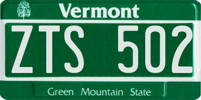 VT license plate ZTS502