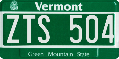 VT license plate ZTS504
