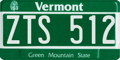 VT license plate ZTS512