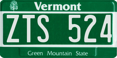 VT license plate ZTS524