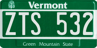VT license plate ZTS532