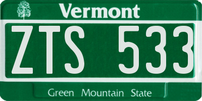 VT license plate ZTS533
