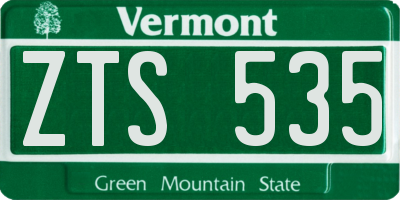 VT license plate ZTS535