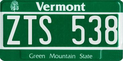 VT license plate ZTS538