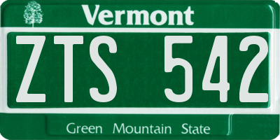 VT license plate ZTS542