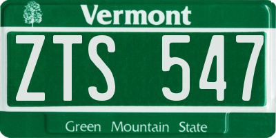 VT license plate ZTS547