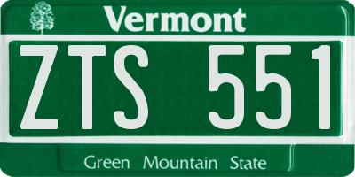 VT license plate ZTS551