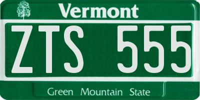 VT license plate ZTS555