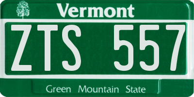 VT license plate ZTS557