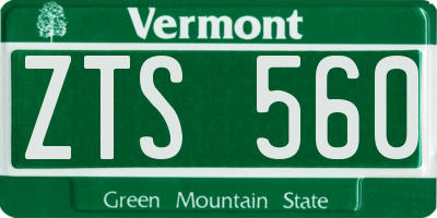 VT license plate ZTS560