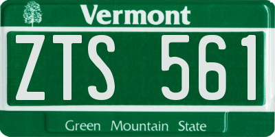 VT license plate ZTS561